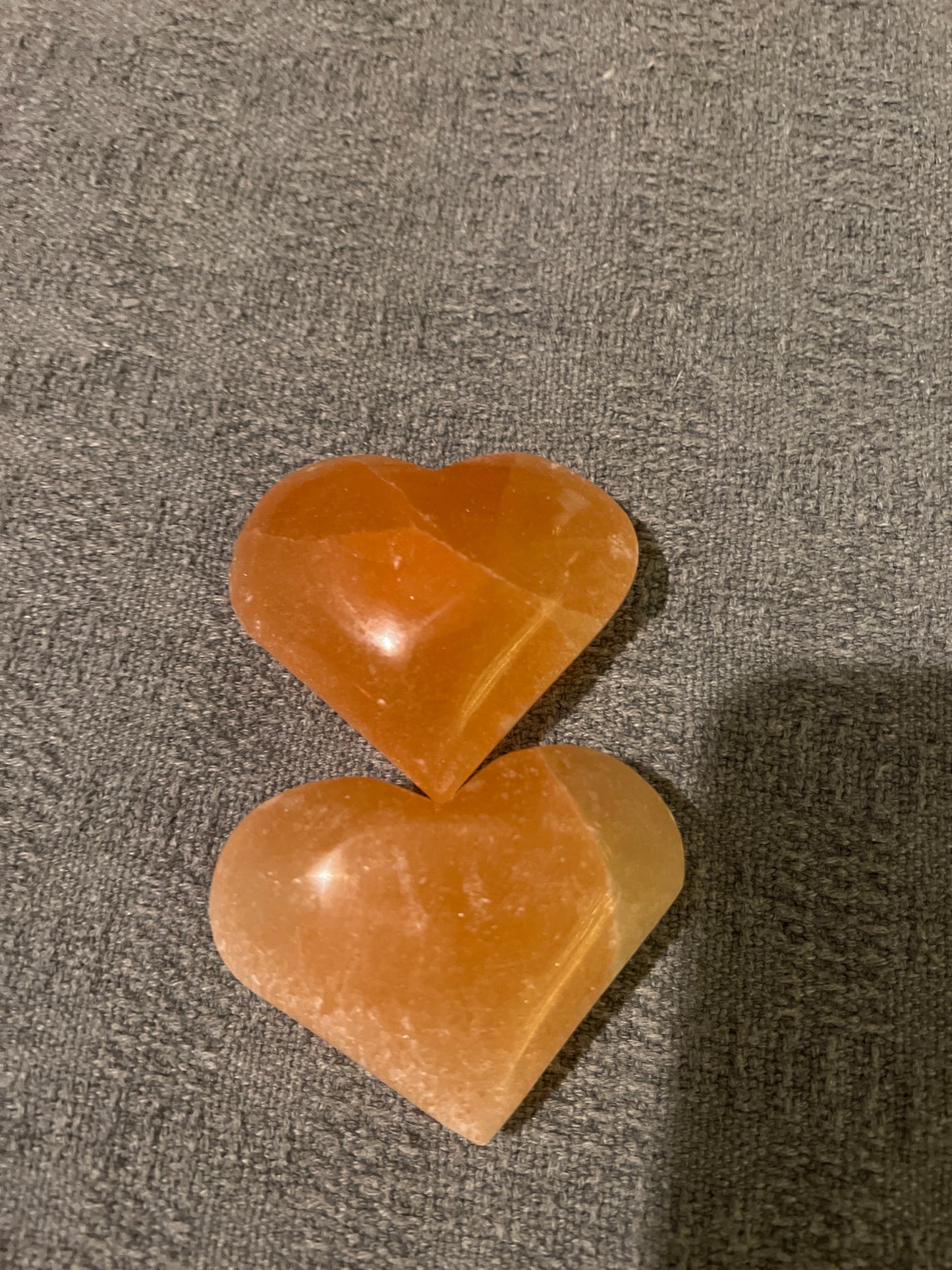 Small Peach Selenite Heart