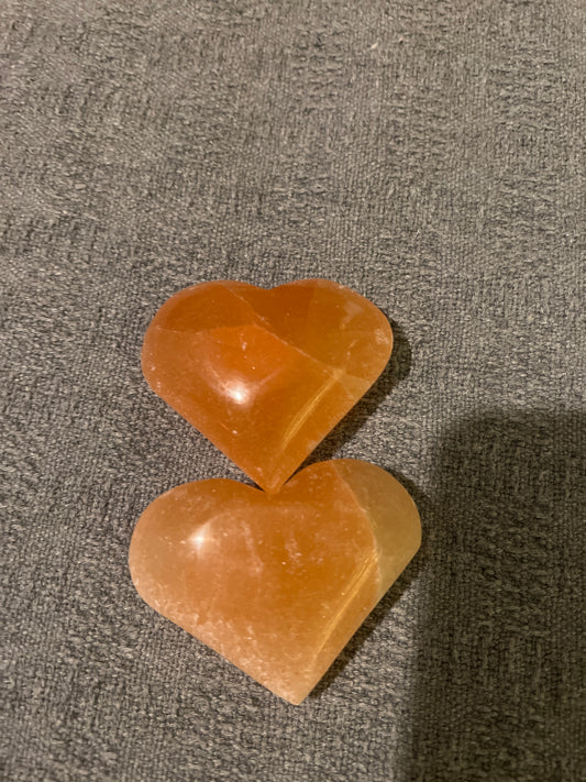 Small Peach Selenite Heart