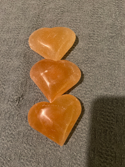 Large Peach Selenite Heart